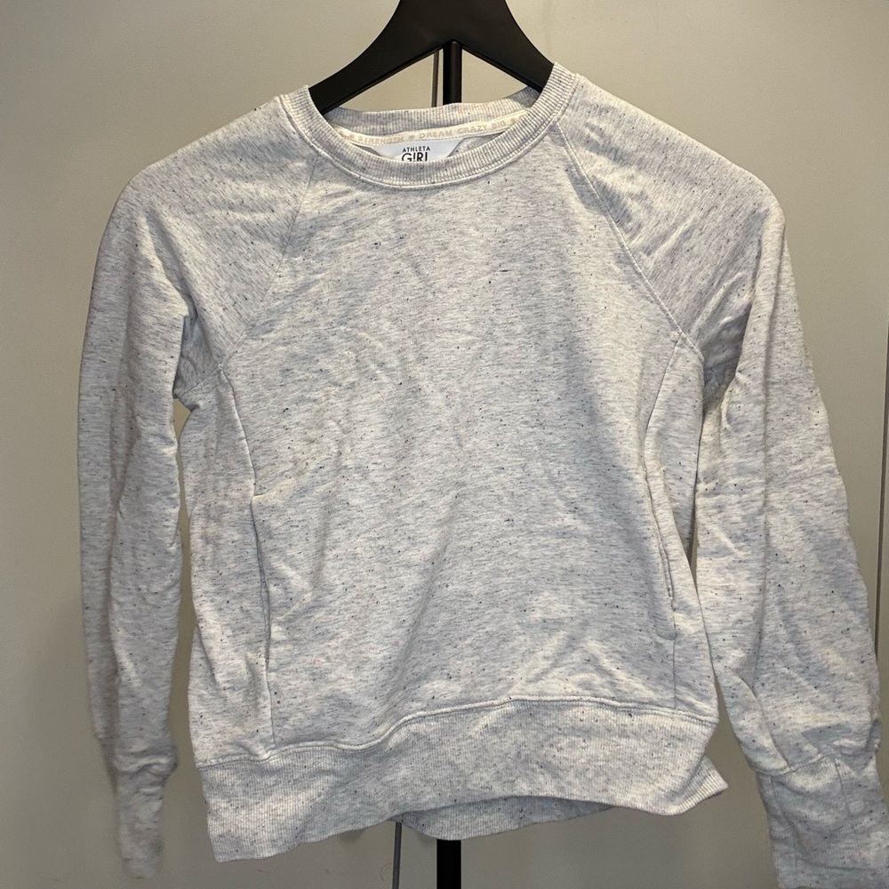 Athleta Girl Light Heather Gray Speckled Crewneck